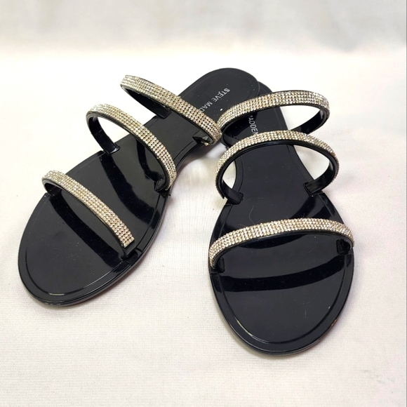 Steve Madden Black and Silver Sandals with Metallic Straps - Picture 1 of 15